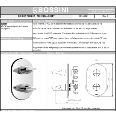 Maišytuvas APICE termostatinis potinkinis, 2-5-ių eigų, įvairių spalvų, Bossini 8