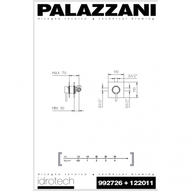 Смеситель IDROTEXH односторонний скрытый, Palazzani 3