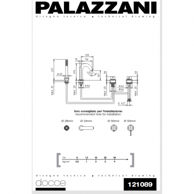 Maišytuvas montuojamas į vonios kraštą IDROTECH 2 / DIGIT, Palazzani 1