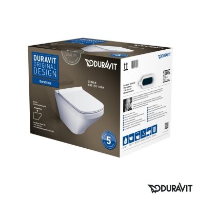 Pakabinamas unitazas DuraStyle Rimless 55 su SoftClose dangčiu, baltas, Duravit