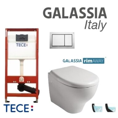 Komplektas unitazo EDEN No Rim, Galassia ir rėmo BASE 4in1, Tece Komplektas unitazo EDEN No Rim, Galassia ir rėmo BASE 4in1, Tece