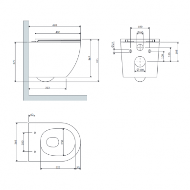 Komplektas sūkurinio WC OTTAWA 49x37 SILENT POWER™ OMNIRES ir rėmo TECE Base 4in1 su juodu klavišu 7 Komplektas sūkurinio WC OTTAWA 49x37 SILENT POWER™ OMNIRES ir rėmo TECE Base 4in1 su juodu klavišu 7
