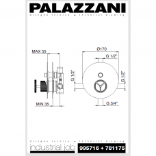 2-ходовой смеситель скрытого монтажа INDUSTRIAL JOB с автоматическим переключателем, Palazzani