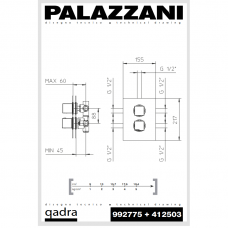 Термостат скрытого монтажа 3-х ходовой QADRA Color, Palazzani