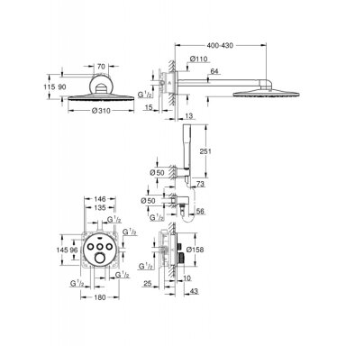 Potinkinė dušo sistema Grohtherm SmartControl Perfect ir Rainshower 310 SmartActive Potinkinė dušo sistema Grohtherm SmartControl Perfect ir Rainshower 310 SmartActive