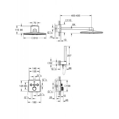 Potinkinė dušo sistema Grohtherm SmartControl Perfect ir Rainshower 310 SmartActive Cube Potinkinė dušo sistema Grohtherm SmartControl Perfect ir Rainshower 310 SmartActive Cube