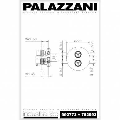 Potinkinis termostatinis 2-jų eigų maišytuvas INDUSTRIAL JOB, įvairių spalvų, Palazzani 2