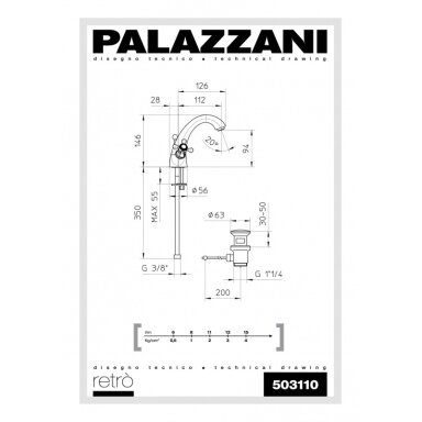 Смеситель для умывальника Palazzani Retro Смеситель для умывальника Palazzani Retro