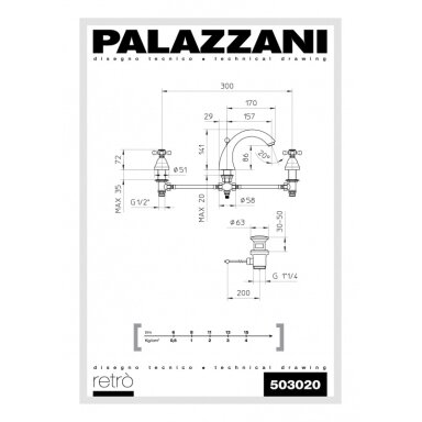 Смеситель для умывальника Palazzani Retro Смеситель для умывальника Palazzani Retro