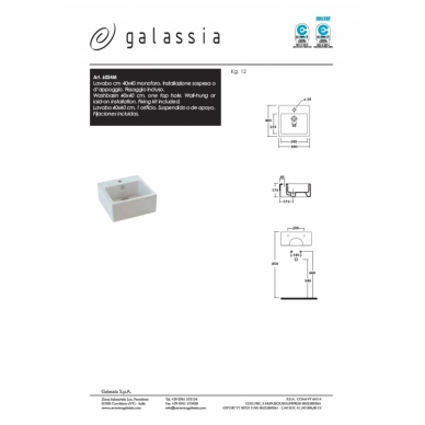 Praustuvas pastatomas arba pakabinamas Plus Design 40, Galassia 2