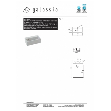 Praustuvas pastatomas arba pakabinamas Plus Design 50, Galassia 2