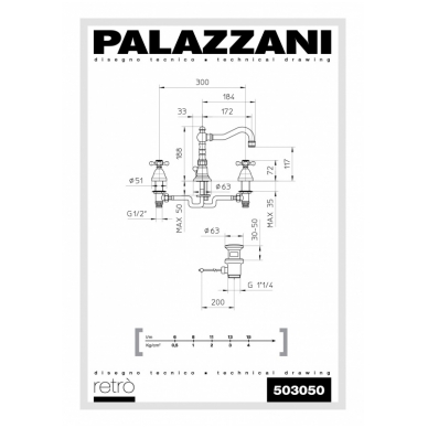 Смеситель для умывальника Palazzani Retro 1 Смеситель для умывальника Palazzani Retro 1