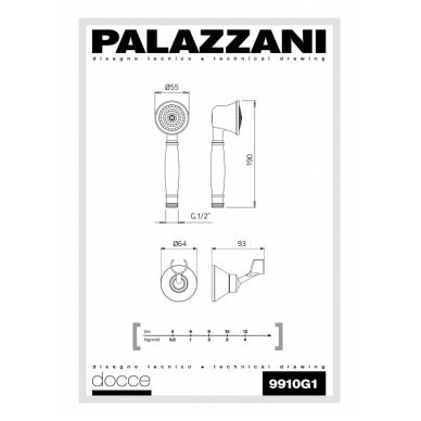 Ручной душ с держателем Retro, Palazzani 1