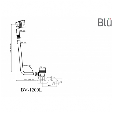 Ретро сифон для ванны с цепочкой 95° Blu 4