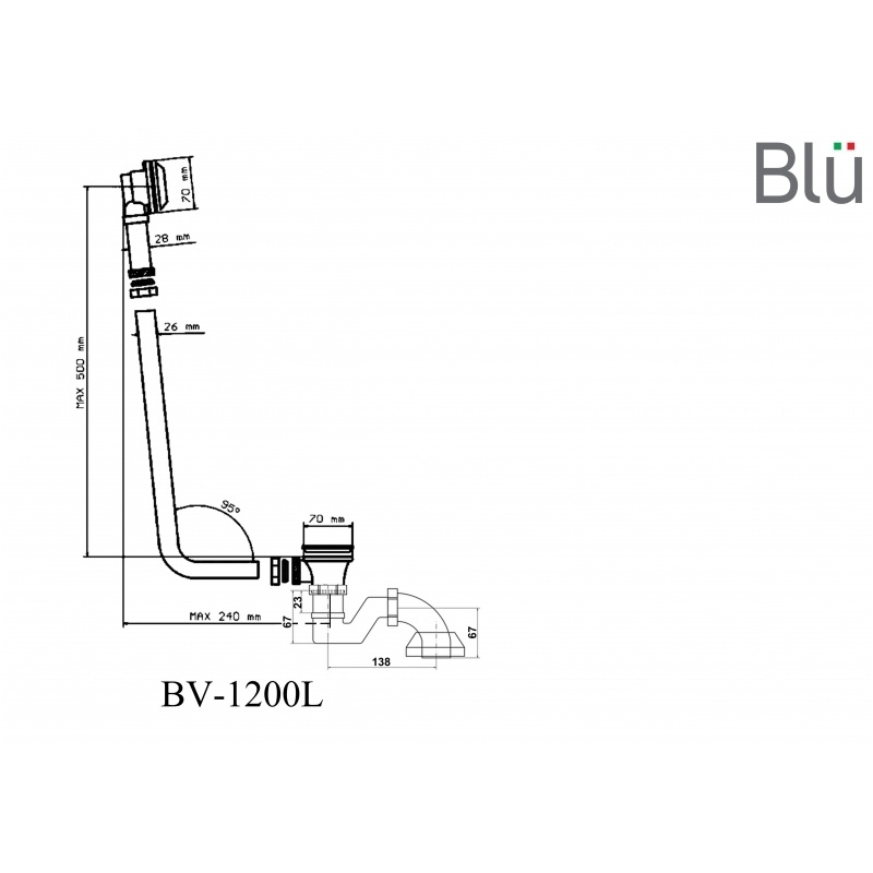 Ретро сифон для ванны с цепочкой 95° Blu 4