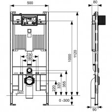 Unitazo modulis su Octa II vandens bakeliu, 8 cm, montavimo aukštis – 1120 mm, Tece