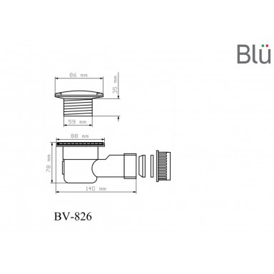 Сифон для душевого поддона Blu 60 mm Ø