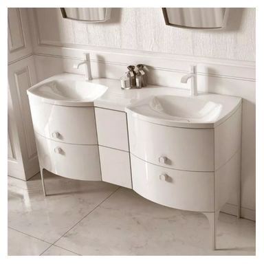 Spintelė su dvigubu praustuvu LOUIS 144cm, balta blizgi + rankenėlė pasirinktinai, Oristo Spintelė su dvigubu praustuvu LOUIS 144cm, balta blizgi + rankenėlė pasirinktinai, Oristo