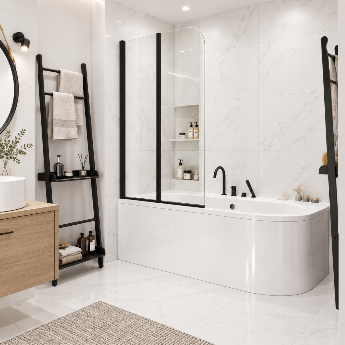 Стеклянная шторка для ванны Besco Prime III 90×140, черная матовая 1