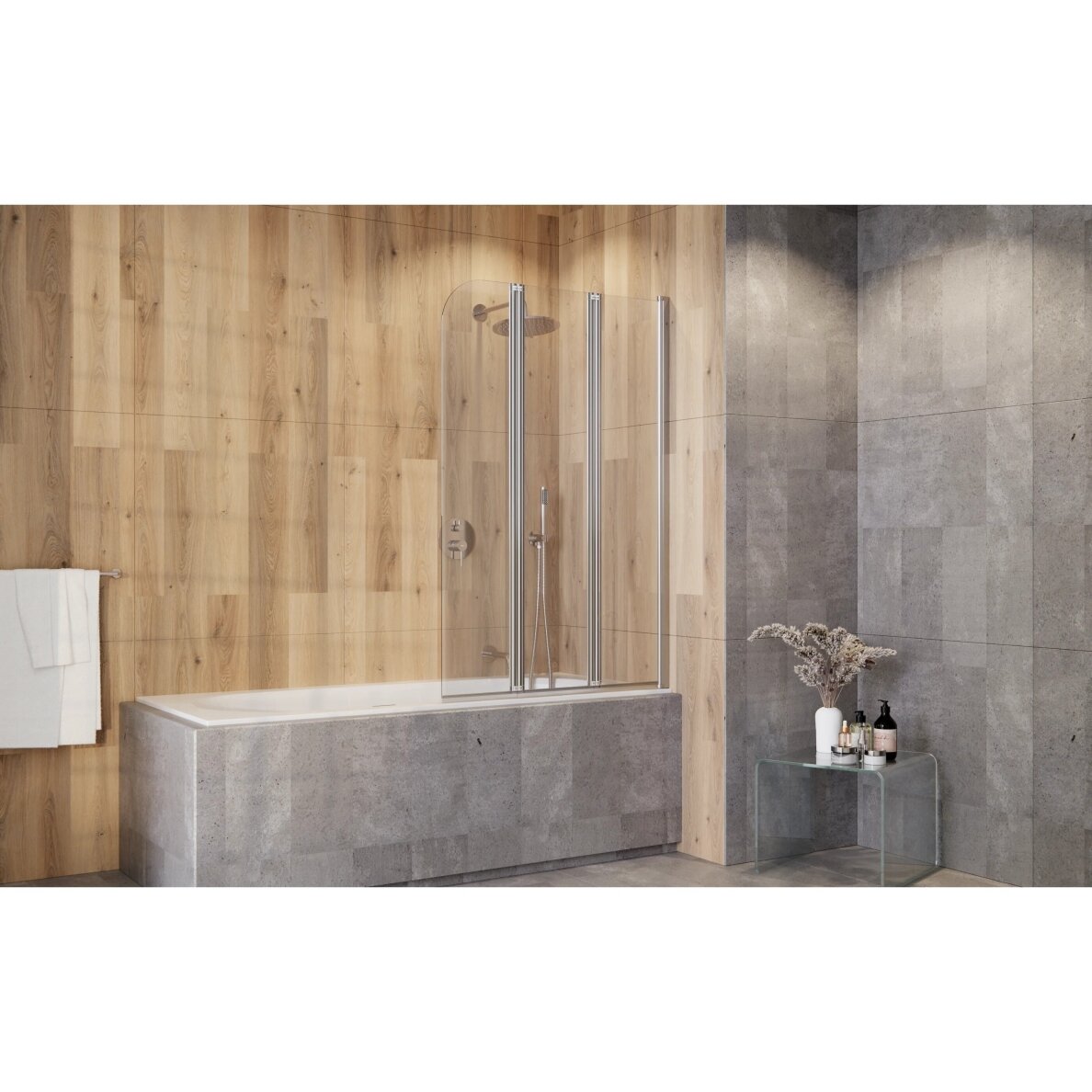 Складная шторка для ванны Besco PRIME III, хром 3 Складная шторка для ванны Besco PRIME III, хром 3