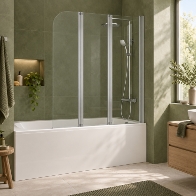 Складная шторка для ванны Besco PRIME III, хром 2 Складная шторка для ванны Besco PRIME III, хром 2