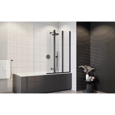 Стеклянная шторка для ванны Besco Prime III 120×140, черная матовая 2 Стеклянная шторка для ванны Besco Prime III 120×140, черная матовая 2