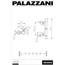Смеситель для душа термостатический DIGIT 3, Palazzani