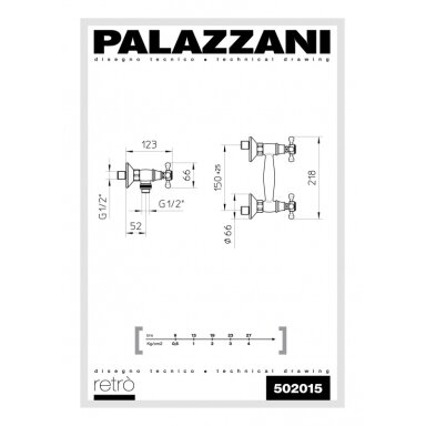 Virštinkinis maišytuvas dušui Palazzani Retro Virštinkinis maišytuvas dušui Palazzani Retro