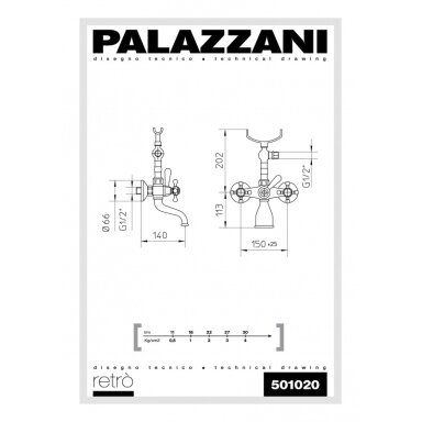 Virštinkinis vonios maišytuvas su dušeliu Retro, Palazzani Virštinkinis vonios maišytuvas su dušeliu Retro, Palazzani