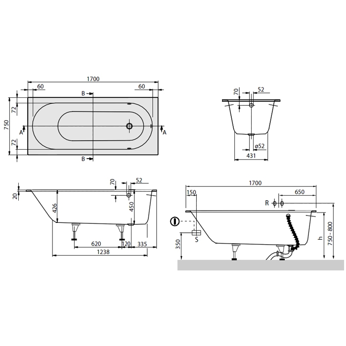 Ванна из кварила Oberon Villeroy & Boch 170x75 2 Ванна из кварила Oberon Villeroy & Boch 170x75 2